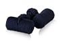 Classic Navy Blue Silk Knot Log Cufflinks With Velour Pouch