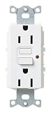 Lutron SCR-15-GFCI-SW Satin Colors 15A GFCI Electrical Socket Receptacle, Snow