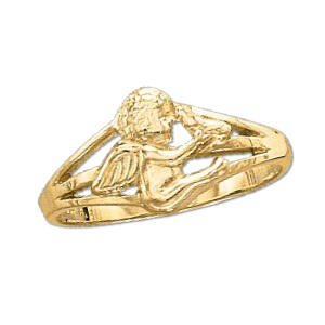The Perfect 14K Yellow Gold Angel with Holy Spirit-Dove Ring for Women