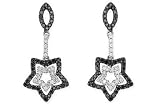 1 Carat Black and White Diamond 14K White Gold Earrings