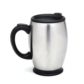 Brushed Double-Walled Stainless Steel Barrel Mug w/Lid - Quality Drinkware for Your Enjoyment