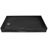 Tile Redi 3360LS Black 3360 60 x 33 Shower Pan with Single Curb and Left Drain for Alcove Installa