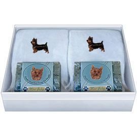 Double Gift Box with Yorkie Pup Cut Soap and Towel