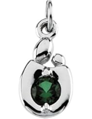 Genuine IceCarats Designer Jewelry Gift 14K White Gold Mother & Child Charm. 15.25X06.50 Mm October Mother Child Charm Mother & Child Charm In 14K White Gold