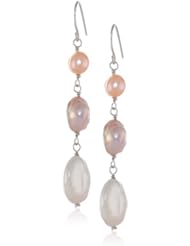 Multi-Color Baroque and Coin Freshwater Cultured Pearl with Sterling Silver Earwire Drop Earrings