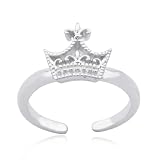 Sterling Silver Crown Adjustable Toe Ring
