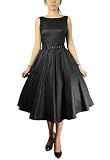 60's Plus size Rockabilly black Satin flare swing dress 20W