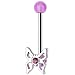 Purple Gem Butterfly Eyebrow Ring with Acrylic Ball