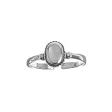 Sterling Silver White Mother of Pearl Oval Shape Toe Ring