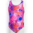 Girls Turtles Printed Pink Racerback Swim Suit