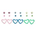 Xhilaration&reg; Hearts & Studs Earring Set - Green/Blue/Pink