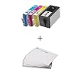 4 x Original Tintenpatronen HP 920XL + 100 Blatt A4 Silvertrade glossy Fotopapier f�r Officejet 6000, 6000 Wireless, 7000 Wide Format Printer, 6500 All-in-One, 6500 Wireless All-in-One, 6500A Plus e-All-In-One, 6500A e-All-In-One, 7500A Wide / je 1x - CD975AE schwarz, CD972AE cyan, CD973AE magenta, CD974AE gelb
