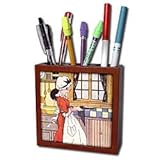 IMAGE OF TNMPastPerfect Food and Drink - Carrying the pie to the table - Tile Pen Holders-5 inch tile pen holder