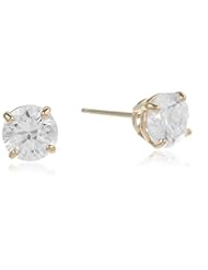 14k Gold 5mm Round-Cut Cubic Zirconia Stud Earrings (1 cttw)