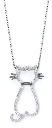 Sterling/Diamond Cat Necklace .20 TW SW-343