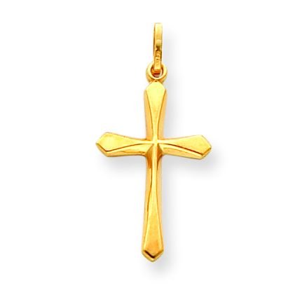 14k Yellow Gold Polished Cross Pendant