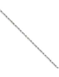 1.2mm, 14 Karat White Gold, Diamond-Cut Rope Chain - 8 inch