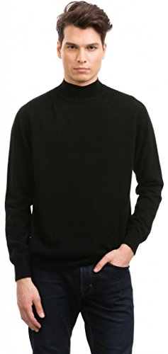 Citizen CashmereMen's Mock Turtle Neck Sweater - Pure Cashmere Long Sleeve Slim Fit Knitted Pullover Casual Black