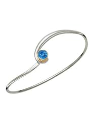 Ed Levin, Gem Elegance Bracelet, Blue Topaz, .925 Sterling Silver & 14K Gold, Sizes S - L