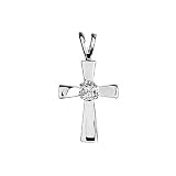 Sterling Silver Cross Pendant with Clear CZ Center