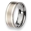 Sterling Silver Inlaid Flat Brushed Titanium Ring (8.0 mm) - Sizes 6-13