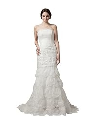 Strapless  Sequined Applique Lace Beaded Mermaid Spring Fall  Dress with a Court Train  With Pearls