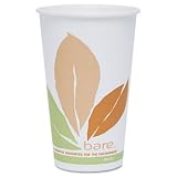 Bare PLA Hot Cups, White w Leaf Design, 16 oz., 300 Carton by SOLO Cup Company