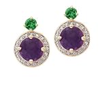 14K Amethyst, Tsavorite & Diamond Earrings