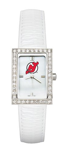 NHL New Jersey Devils Ladies Allure Watch White Leather Strap