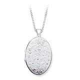 Sterling Silver Oval Shaped Locket Pendant with Chain