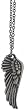 LAVISHY Petite Single Angel Wing Necklace - 18" Antique Silver Chain