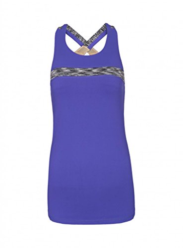 Sportown Women's Energy Strappy Cross Back Running Yoga Top Tank with Shelf Bra
