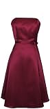 50's Strapless Satin Formal Bridesmaid Prom Dress, M, Burgundy