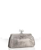 Prada grey faded calfskin jeweled kiss-lock clutch