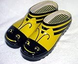 Women's Yellow and Black Bumblebee Waterproof Rubber Rain & Garden Clogs