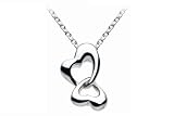 Kit Heath Sterling Silver Ladies Butterfly Double Heart Necklace