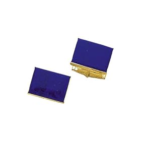Solid 14k Gold Rectangle Lapis Cufflinks by 