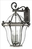 San Clemente Brass Outdoor Lantern Fixture - Olde Iron - Bound Glass Is Bent And Beveled