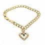 18K Gold over Sterling Silver Sapphire & Diamond Accent Link Bracelet w/ Heart Charm