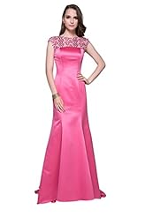 Portrait Neck Jeweled Mermaid Empire   Waistline  Dress