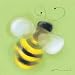 Bee On Green - Artist: Anthony Morrow - Art Print Poster Size: 6.00 by 6.00 inches