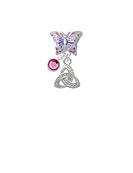 Jewelry: Small 2-D Textured Trinity Knot Butterfly Charm Bead Dangle with Crystal Drop - Delight & Co.