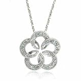 Sterling Silver Simulated Diamond CZ Open Flower Pendant ~ Bridesmaid Gift