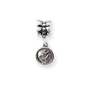 Om or AUM Dangle Charm in Sterling Silver for 3mm Reflections, Expression, Kera, Pandora and SilveRado Bracelets & Necklaces
