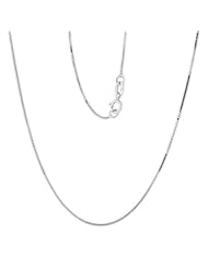 18" Box Chain Necklace 0.60 mm width in 14K White & Yellow gold - Free Shipping