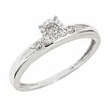 1/4 CT. T.W. Round Cut Diamond Ladies' Engagement Ring 10K White Gold - Size 7