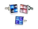 Unforgettable ( Blue & Gray, Pink & Purple, 2-Tone Blue) Catseye Cufflinks in Silver Frame