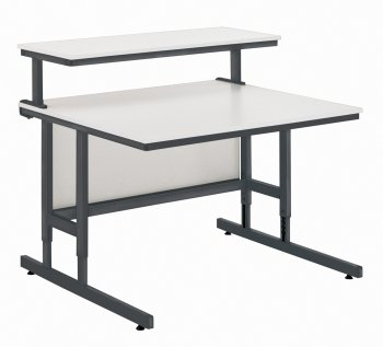 Da-Lite PCT 47 Height Adjustable Wood Computer Workstation in Gray