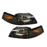Ford Mustang Headlight Set Black With Xenon Bulbs Driver passenger Pair New by Headlights Depot