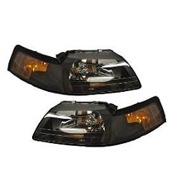 Ford Mustang Headlight Set Black With Xenon Bulbs Driver/passenger Pair New